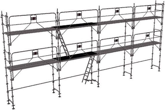 Gerüst 78m² - Stellrahmen + Gerüstböden, Geländerversion - DUO78GC-SP
