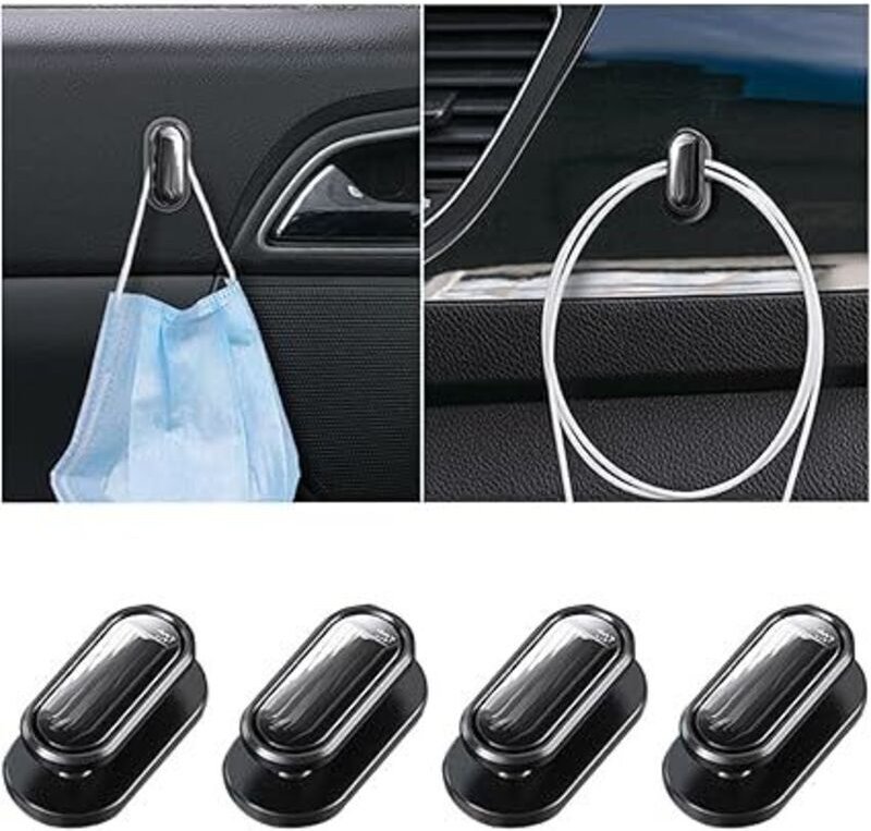 4 Mini-Autohaken, selbstklebende Autohaken für das Armaturenbrett, multifunktionale Haken zum Aufhängen von Masken, Schl...