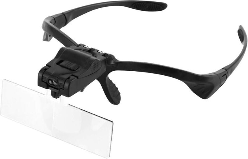 BEBUSINGOTO Stirnbandlupe mit LED-Licht, freihändige Lesekopfhalterung, Lupenbrille mit 5 abnehmbaren Linsen zum Lesen, ...