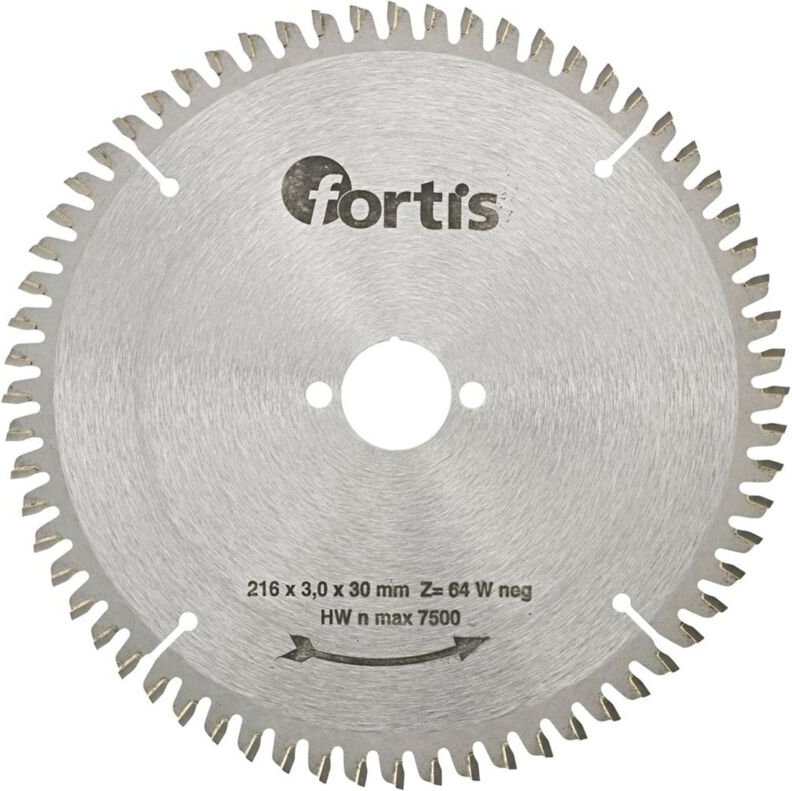 Fortis HW-Kreissägeblatt 216 x 3,0 x 30 mm Z64Wneg.