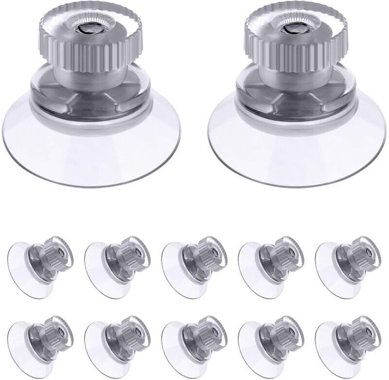 12 Saugnäpfe, 25 mm transparente Saugpads aus Kunststoff, Saugnapfhalterung mit Rändelmutter, Fenstersauger für Glas, Sp...