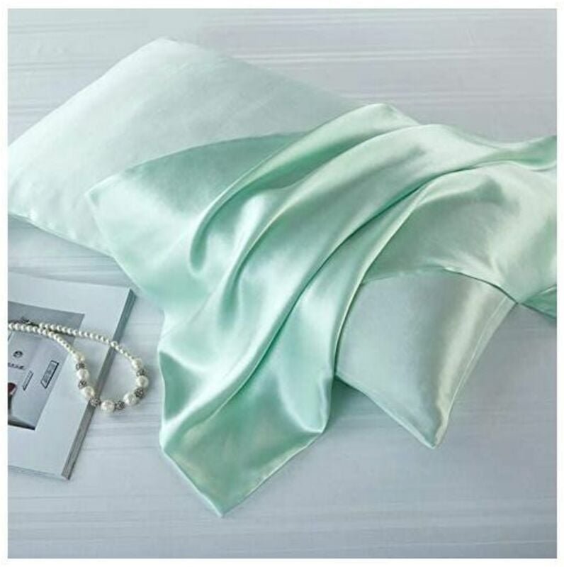 Kissenbezug aus natürlicher Maulbeerseide, Seide, Hellgrün, Standard 50x75cm