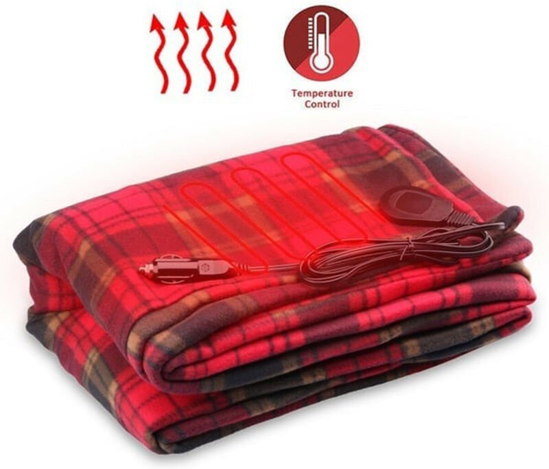 Vtizikl Couverture électrique 12 V pour Voiture - 150 x 100 cm - Couverture chauffante Douce Double Couche - Couverture ...