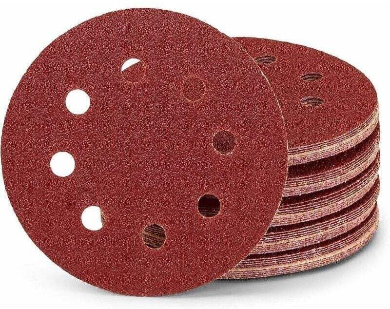 Packung mit 50 professionellen Schleifscheiben – 8 Löcher – Durchmesser: 125 mm – Körnung: 180 – Für Exzenterschleifer –...