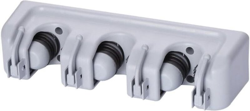 Multifunktionales Aufbewahrungsregal für Besen und Mopps mit Haken – drei Halterungen und vier Haken