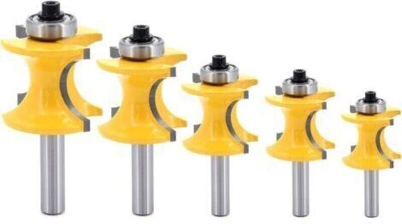 5-teiliger 8-mm-Rundschaftfräser mit Säule, Profilfräser, Holzfräser, Radiusfräser (1/4", 3/8", 1/2", 5/8", 3/4"), Holzb...