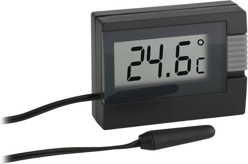 Tfa Dostmann - Digitales Innen-Außen-Thermometer, schwarz mit wasserdichtem Kabelfühler