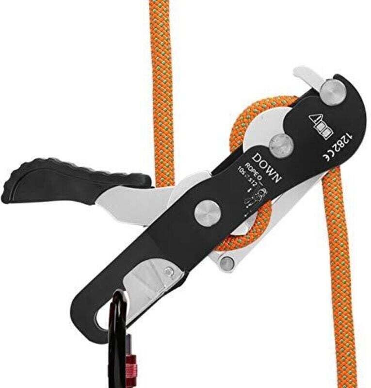 Descendeur Escalade Autobloquant avec Mousqueton de Sécurité pour Sauvetage et Descente
