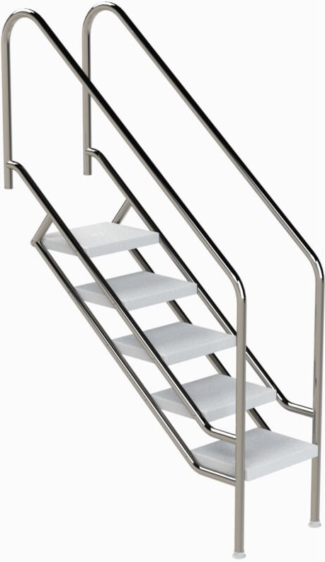 Eichenwald Pooltreppe Modell 08.1 Miami Beckentiefe 1399mm Ausladung 1338mm 5 ABS-Stufen