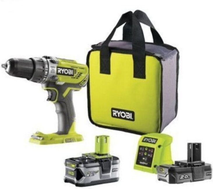 Ryobi R18PD3-0 Bohrschrauber-Schlagbatterie 18 V 50 Nm (4,0 + 2,0) Ah