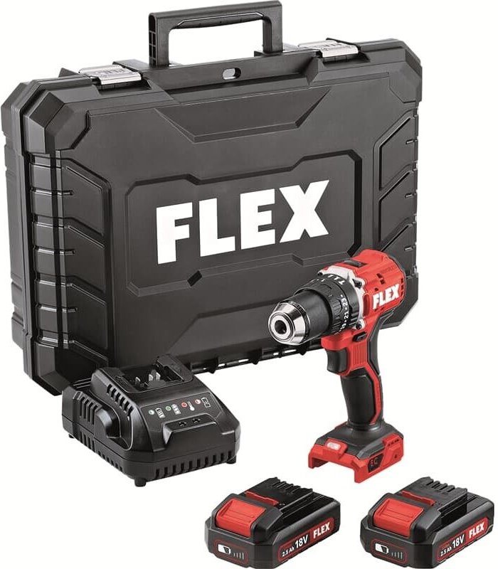 Flex Akku Schlagbohrschrauber PD 2G 18.0 EC LD/2.5 Set, 2x 2,5 Ah und Lader im Koffer