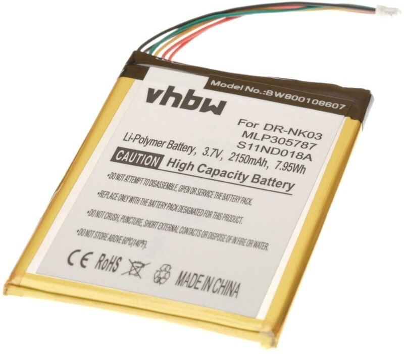 Vhbw - Akku kompatibel mit Barnes & Noble Nook Simple Touch, BNRV300, BNTV350, Simple Touch 6 eBook Reader (2150 mAh, 3,...