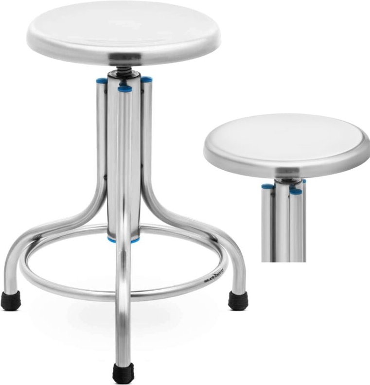 Steinberg Systems - Drehhocker Praxishocker Laborhocker höhenverstellbar Edelstahl 45 - 60 cm 150 kg
