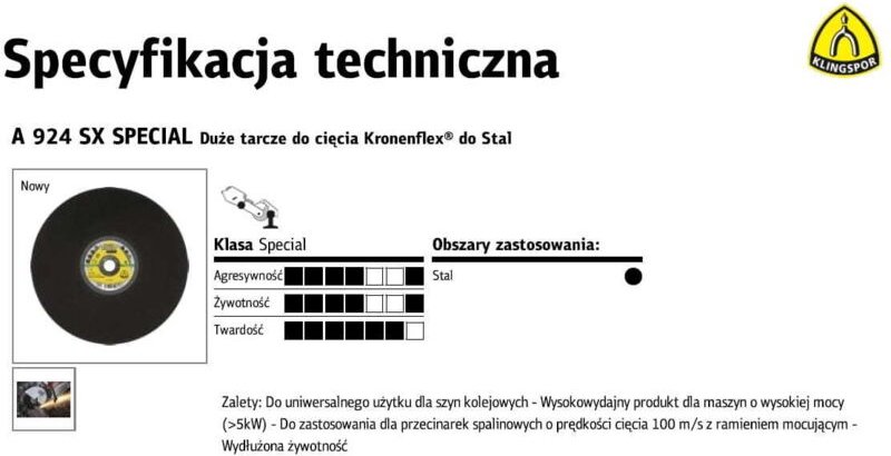 KLINGSPOR METALL-TRENNSCHEIBE 350 mm x 4,0 mm x 25,4 mm A924SX Spezial FÜR EISENBAHNSCHIENEN