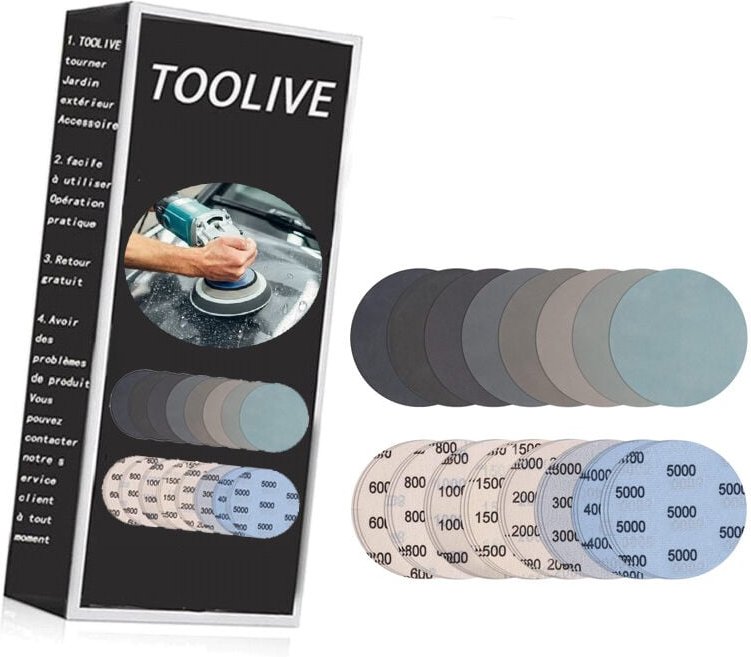 24Pcs 125mm Wet Dry Sandpaper, Round Abrasive Grit 600/800/1000/1500/2000/3000/4000/5000 Sandpaper Sanding Discs Polishi...