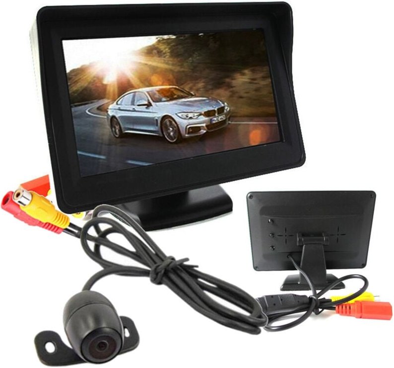 Trade Shop - RÜCKFAHRKAMERA-KIT MONITOR 4,3" TFT LCD HALTERUNG KABELGEBUNDEN AUTO WOHNMOBIL -