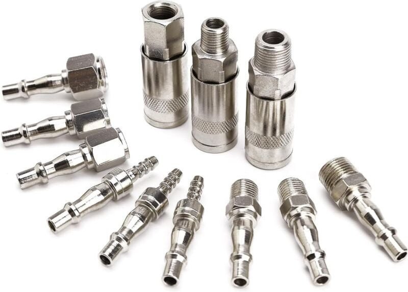 Set mit 12 Luftschlauchanschlüssen für Kompressorschläuche, Schnellkupplungen und Steckern, rostbeständiger und langlebi...