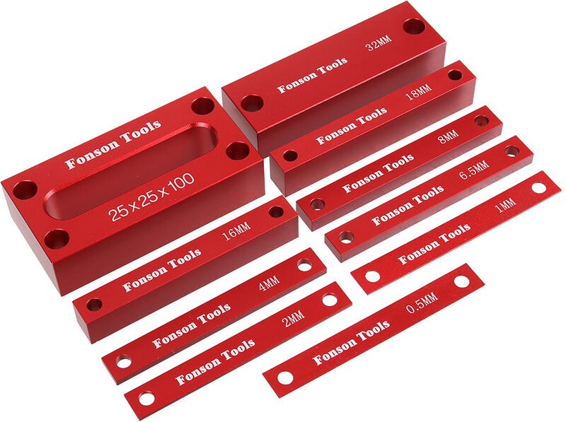 9 Stück 1–25 mm metrische Holzbearbeitungs-Einstellblöcke Höhenmessgerät Präzisions-Einstellstangen aus Aluminiumlegieru...