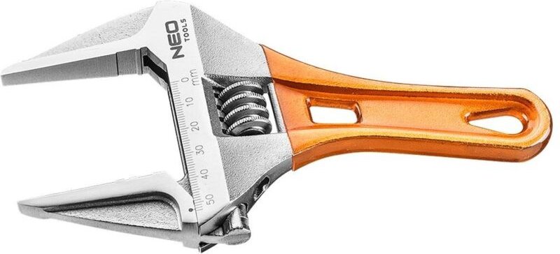 NEO TOOLS Verstellbarer Schraubenschlüssel, kurz, 185 mm (0–53 mm), kompakt und langlebig