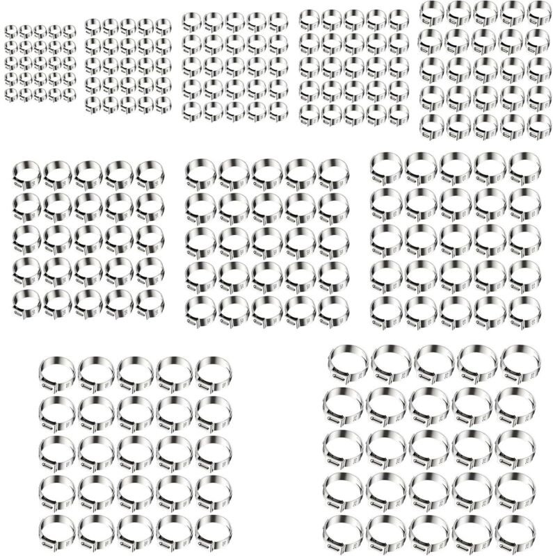 200 PCS Schlauchschellen Set 10 Größen 7–21 mm einstellbare Schlauchklemmen Rohrschellen Schraubschellen Schlauchschelle...