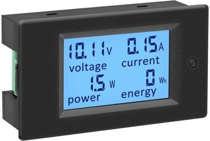 12-V-Voltmeter-Amperemeter-Tester mit Anzeige für Spannung, Strom, Leistung und Energie (digital, DC 6,5–100 V, 100 A, V...