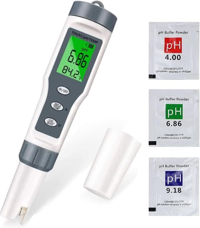 pH-Meter-Tester, elektronischer 4-in-1-Pool-pH-Tester, pH-, TDS-, EC- und Temperaturmesser, Wasserqualitätstester mit LC...