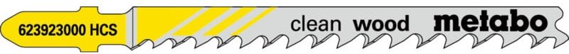 Metabo - 5 Stichsägeblätter 'clean wood' 74/ 4,0-5,2 mm, progressiv, hcs, mit Eintauchspi