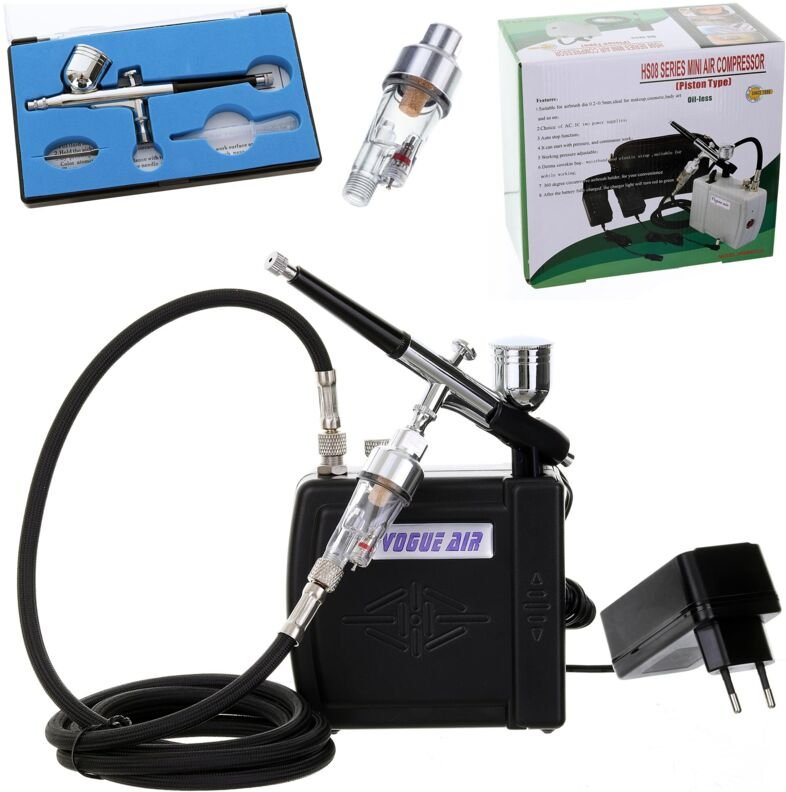 Mini Airbrush Kompressor Modellierung Kit Düse 0,2 Mm Schlauch 1,8 M Leise