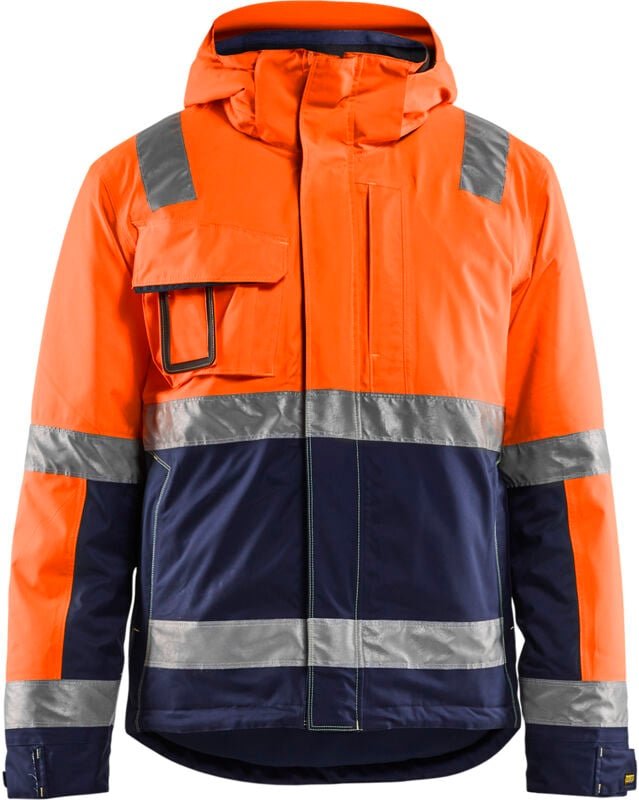 Arbeitsjacke Winter Hochsichtbarkeit Stretch 4870 - Neonorange/Marine 4XL