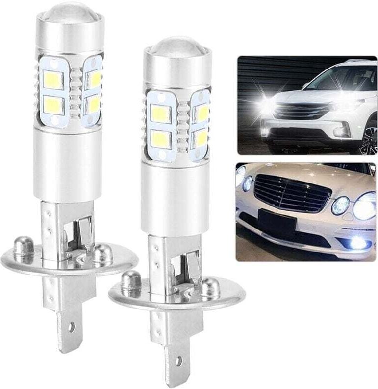 Scheinwerferlampen, 2x H1 6000K Super White LED-Scheinwerferlampen-Kit Abblendlicht