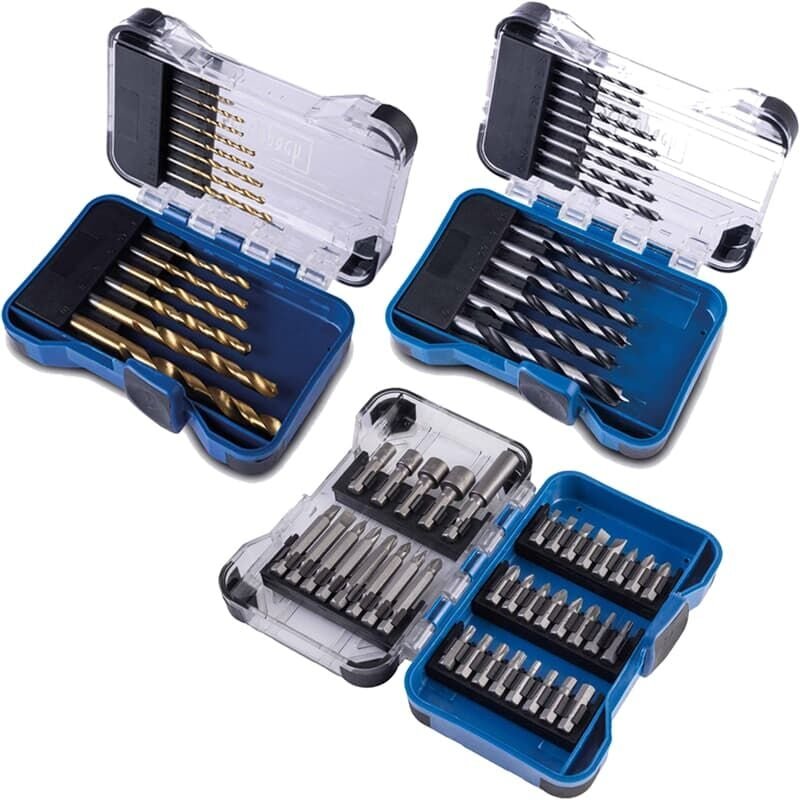 Scheppach - hss Spiralbohrer 15-tlg. Holzbohrer 15-tlg. Bitschrauber 37-tlg. Set
