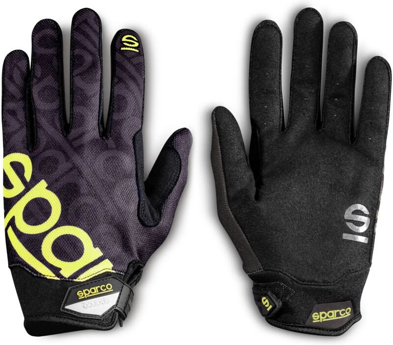 Sparco 002093 Verstellbare Arbeitshandschuhe, verstärktes Handgelenk, Polizei-Index, Schwarz/Gelb, XL