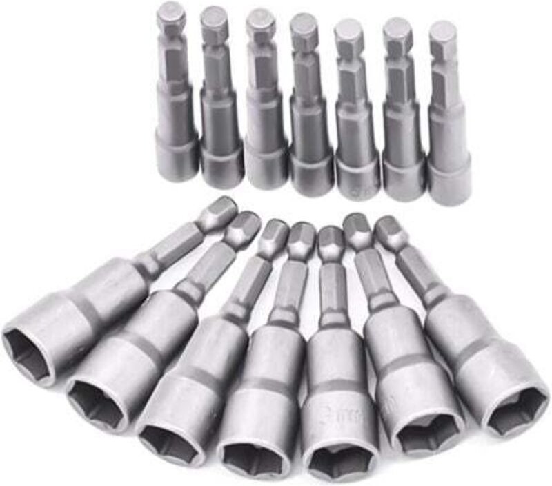 14-teiliges Steckschlüssel-Set 6-19 mm - Bit-Adapter, Sechskant für Mutternschraubendreher für Handbohrmaschine, Elektro...