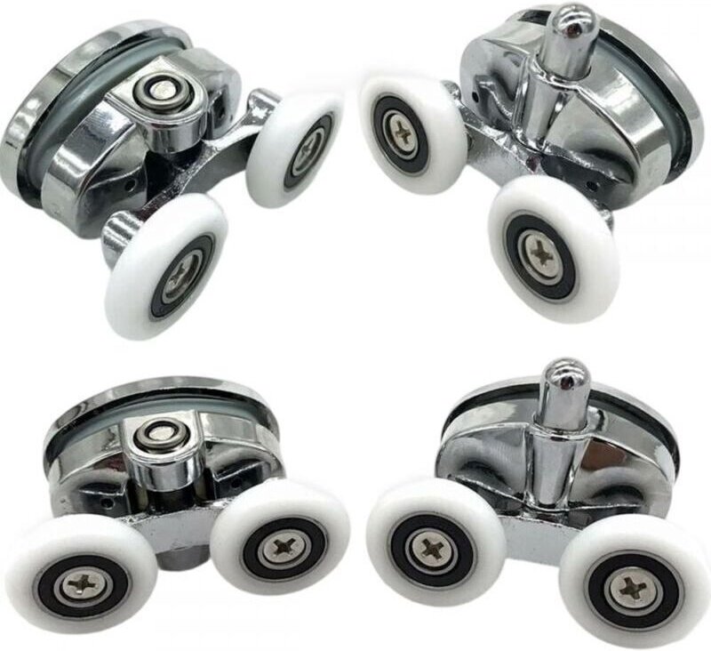 Vtizikl Lot de 4 roulettes de Porte de Douche - À Deux Roues - Ovales - en Forme de Papillon (23mm)