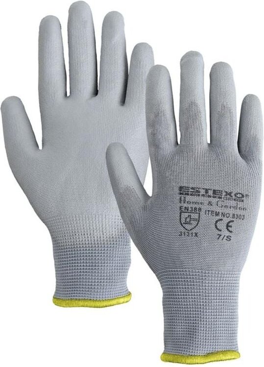 Montagehandschuhe Arbeitshandschuhe 24 x Nylon pu grau Gr 7/S Mechaniker Garten