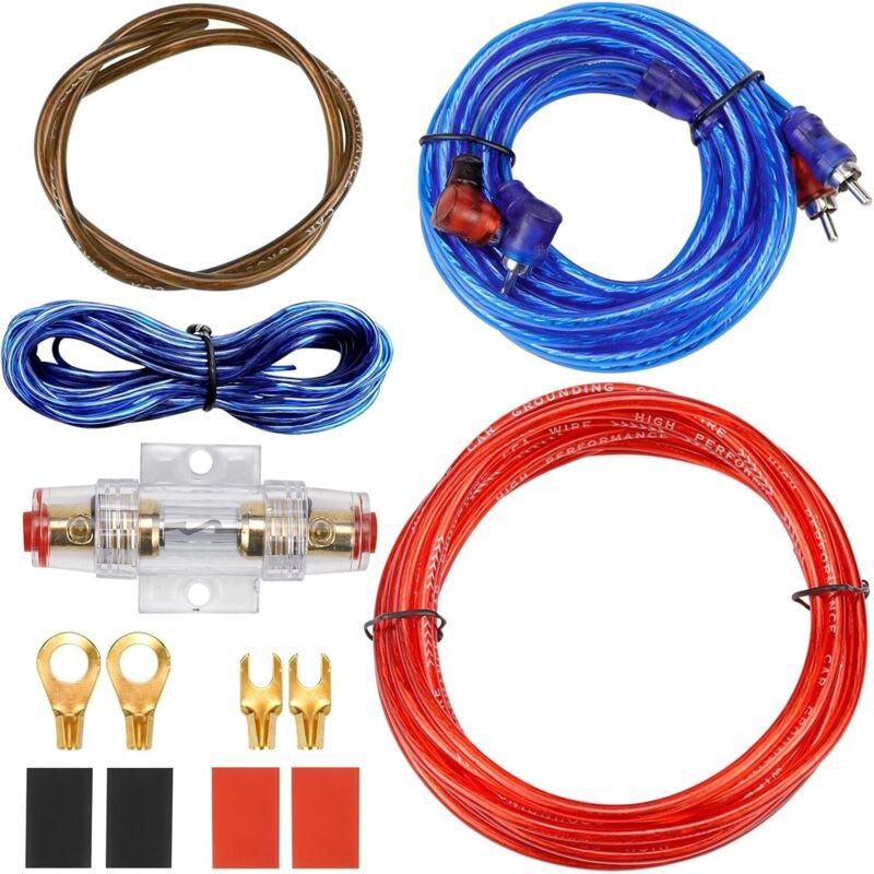 Kfz Verstärker Kabelsatz Anschluss Set 10GA Subwoofer Kabel Set 1500w Endstufe Kabel Set Auto Verstärker Kabel Car Audio...