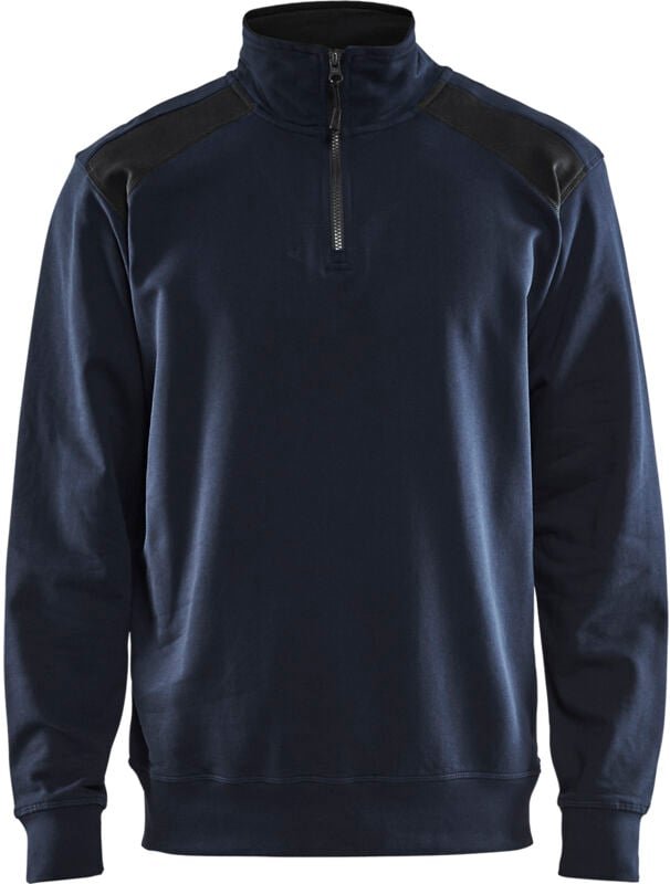Arbeits-Sweatshirt mit LKW-Kragen in zweifarbig 3353 - Dunkelmarine/Schwarz M