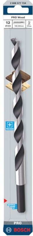 Bosch PRO Holzspiralbohrer Wood, 12x190x250 mm