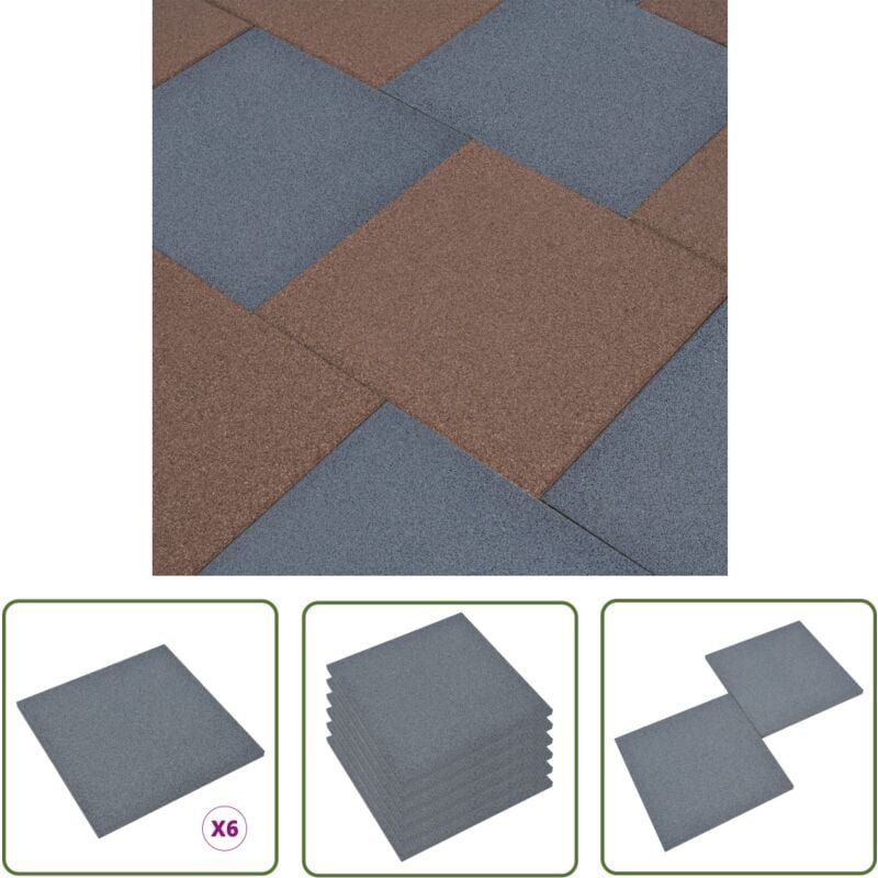 Fallschutzmatten 6 Stk. Gummi 50x50x3 cm Grau - Fallschutzmatte - Gummigummi - Gartenspielplatz - Kinderbereich - Rutsch...