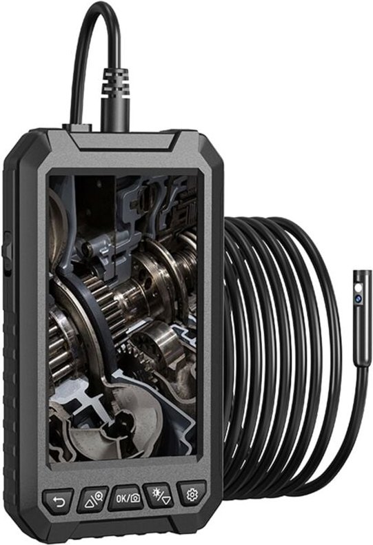 Jusch - Endoskopkamera, mit 5-Zoll-IPS-HD-Bildschirm, 6+1 LED-Leuchten, IP67, 5 m, 2000-mAh-Akku, schwarz