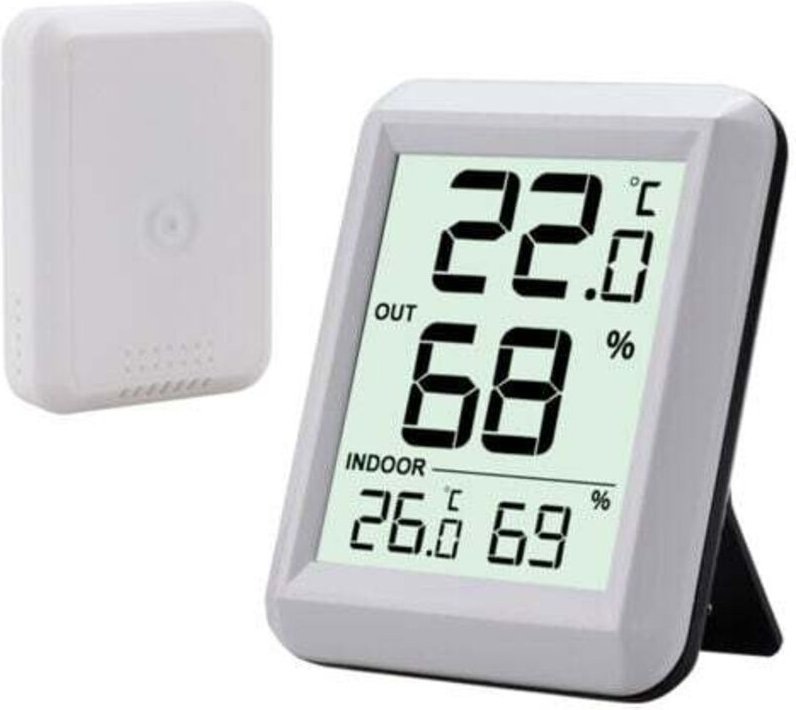 Innen- und Außenthermometer, Smart Thermometer mit kabellosem Außensensor, digitales Hygrometer Thermometer mit großem L...