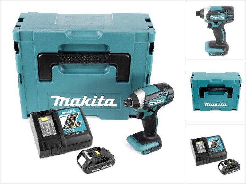 Makita DTD 152 RY1J 18V Li-Ion Akku Schlagschrauber im Makpac + 1x BL 1815 N 1,5 Ah Li-Ion Akku + 1x DC 18 RC Schnell La...