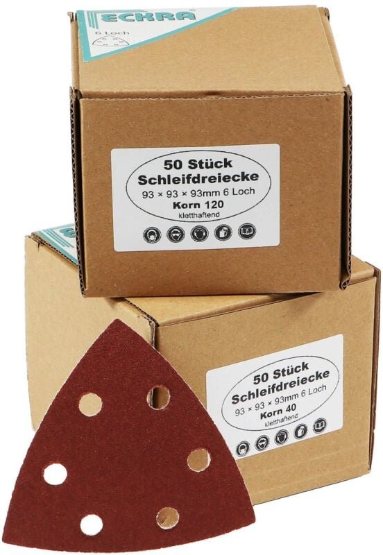 100 Klett Schleifdreiecke 93x93x 93mm Deltaschleifer Schleifscheiben Korn 40 120
