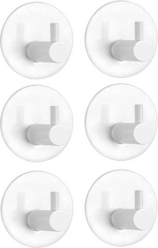 Selbstklebende Wandhaken, 6 Stück Edelstahl-Wandhaken für Badezimmer, selbstklebende Handtuchhalter-Wandhaken (Weiß)