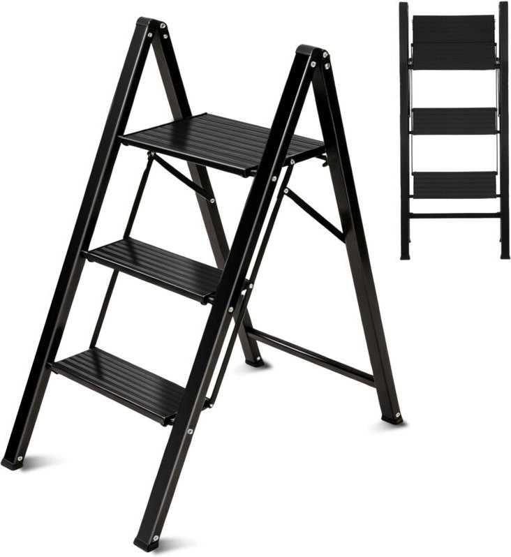 Sekey 3-stufige Klappleiter – sichere Leiter für mittlere Höhe, optimal für Regale, Schränke und Haushalt