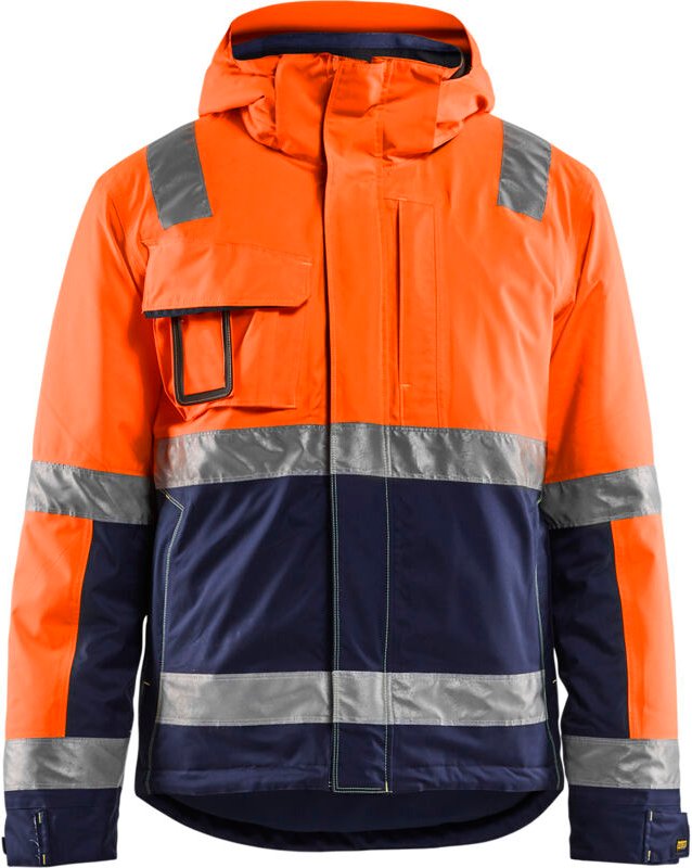 Arbeitsjacke Winter Hochsichtbarkeit Stretch 4870 – Neonorange/Marine 5XL