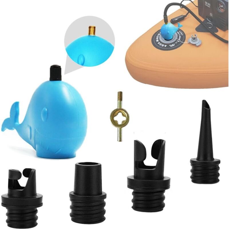 Paddle Board Pumpenadapter, Kajakpumpenadapter mit 4 Luftventildüsen für Kajak/Luftbett/Stand Up Paddle Board/Boot, Luft...