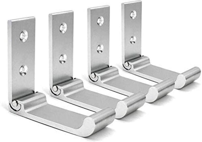 Linghhang - 4 Stück silberne faltbare Wandhaken, faltbare Wandhalterung fürs Büro, faltbarer Gaming-Kopfhörerhalter, ver...