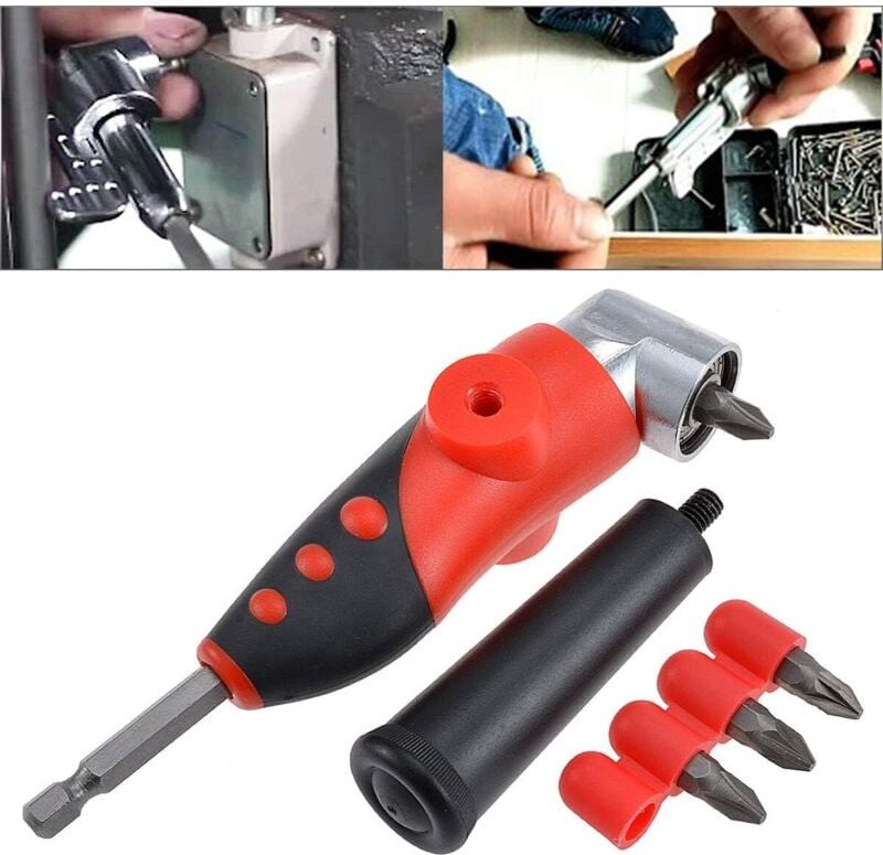 1/4 Zoll rechtwinkliger Schraubendreher-Bohrwerkzeug, 105-Grad-Winkel-Verlängerungsbuchse mit 4 x Kreuzschlitzschraubend...