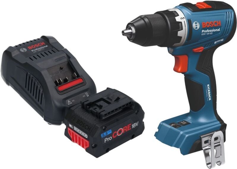 Bosch GSB 18V-65 Professional Akku Schlagbohrschrauber 18 V 65 Nm Brushless + 1x ProCORE Akku 5,5 Ah + Ladegerät
